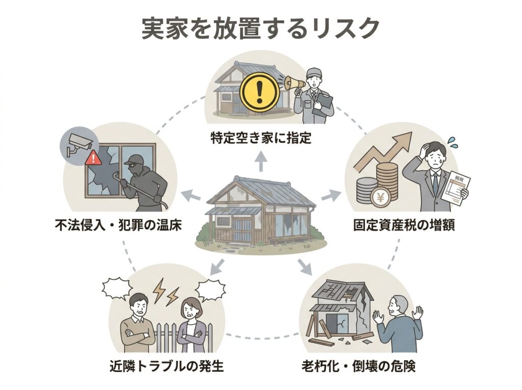 実家を放置するとどうなる？主なリスク