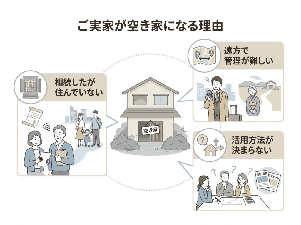 実家が空き家になってしまう主な理由