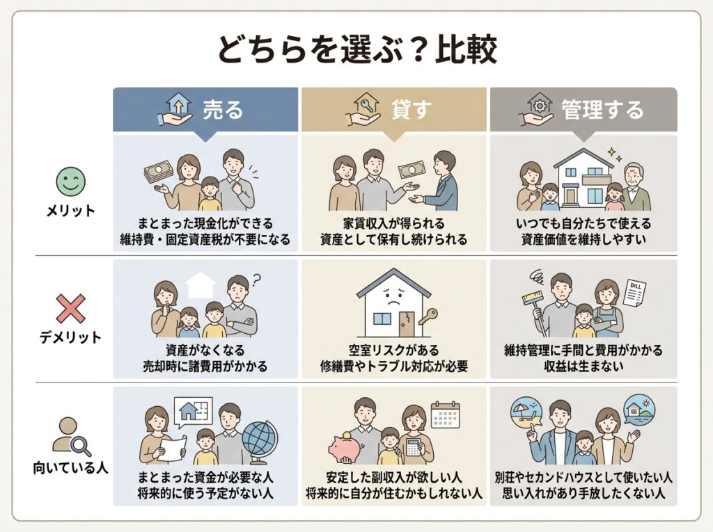 売却・管理・片付けどれを選ぶべき？判断基準
