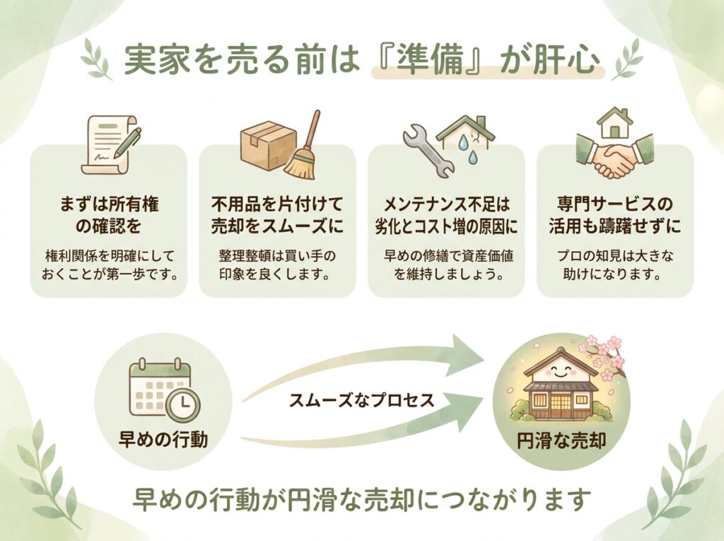 まとめ｜実家を売る前は「片付け」と「確認」が重要